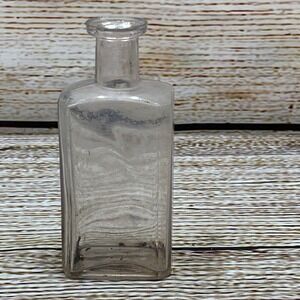 Antique Clear Glass Bottle Apothecary Medicine Lavender Tint Vintage 5"‎